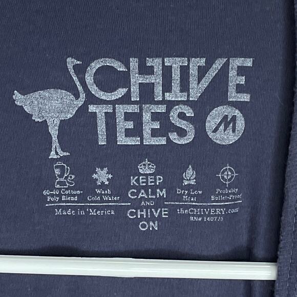 Keep Calm And Chive On Flag Tank Top Navy Blue SZ Medium - Picture 3 of 4